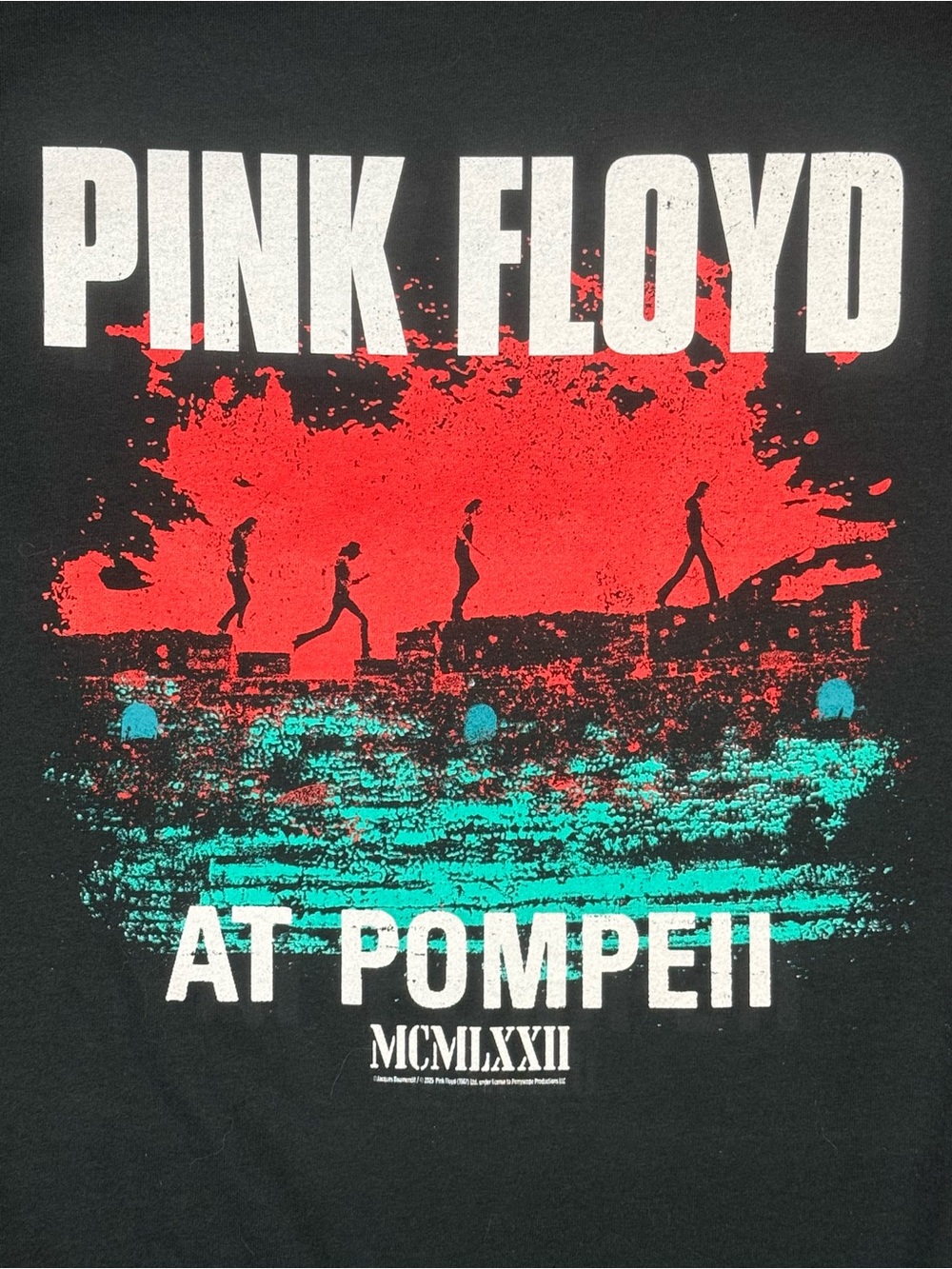Pink Floyd Live In Pompeii Black Graphic Cotton T-shirt Medium PTP 20”